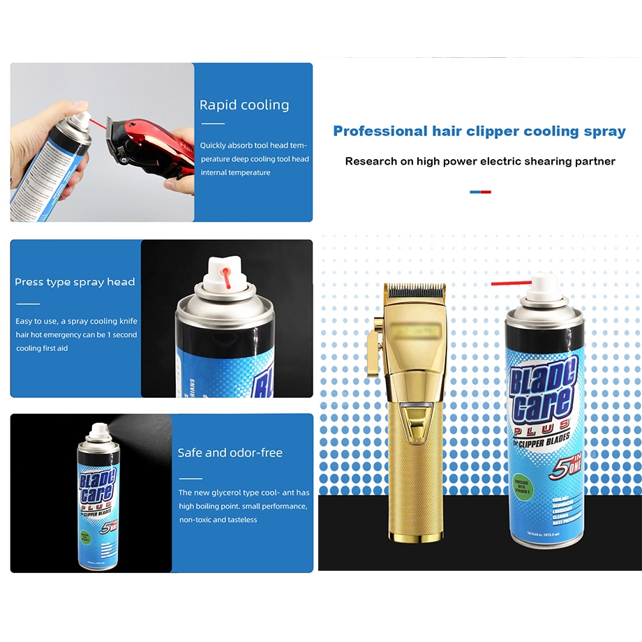 Blade Care Plus 5 in 1 437ml Coolant Spray for Barber Clipper Blade ...