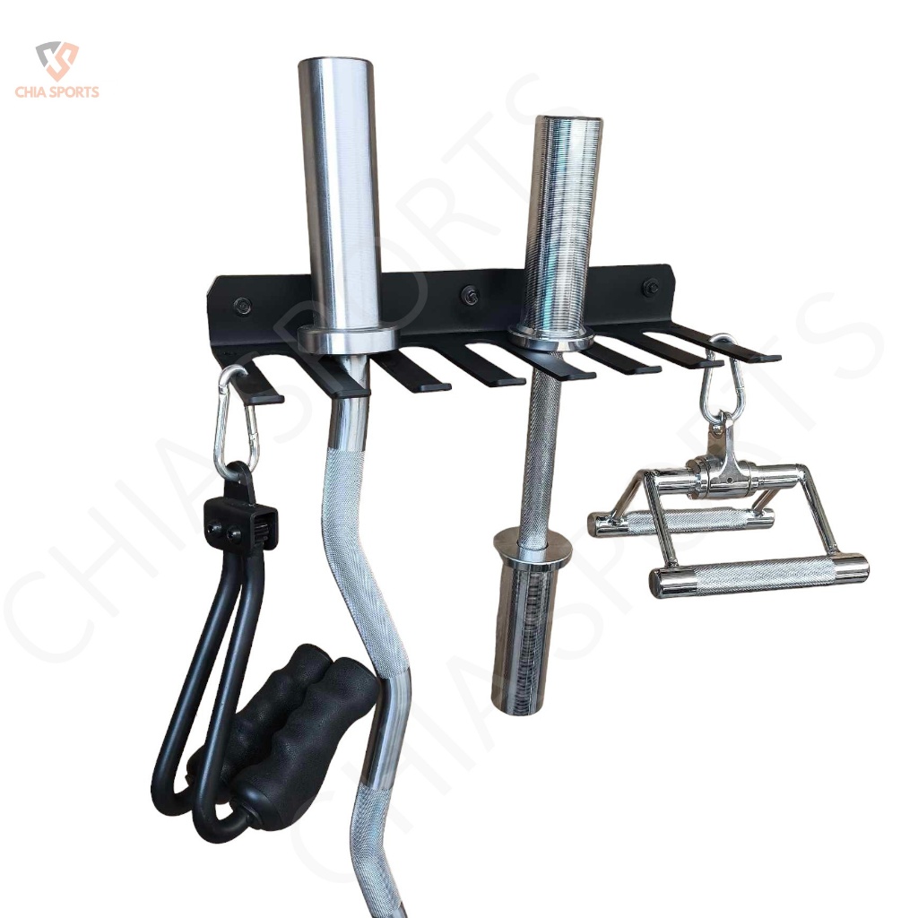 Vertical Barbell Wall Mounted Storage Rack 7 Bars Olympic Holder Hanger ...