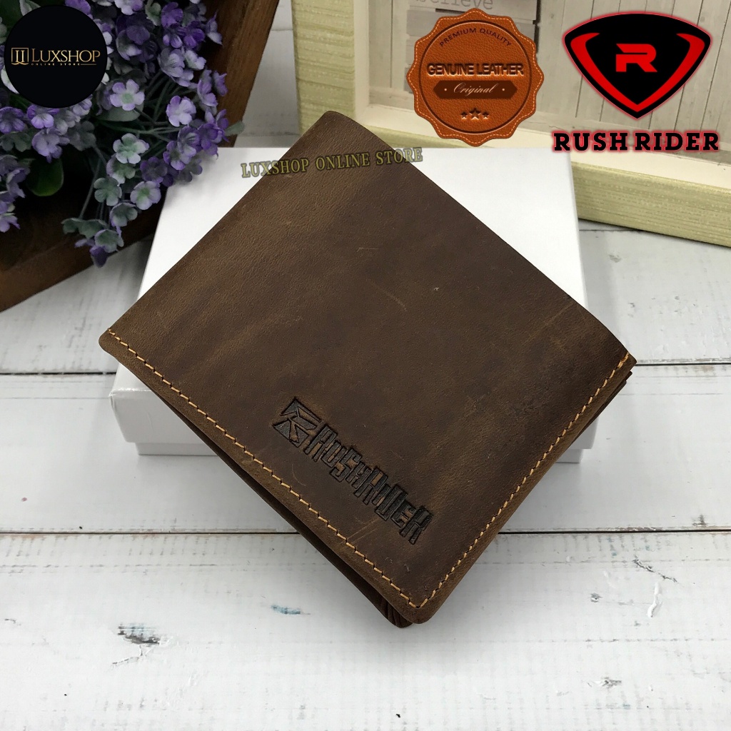 Rush Rider Full Leather Wallet Men Short Wallet Cowhide Leather Purse ...