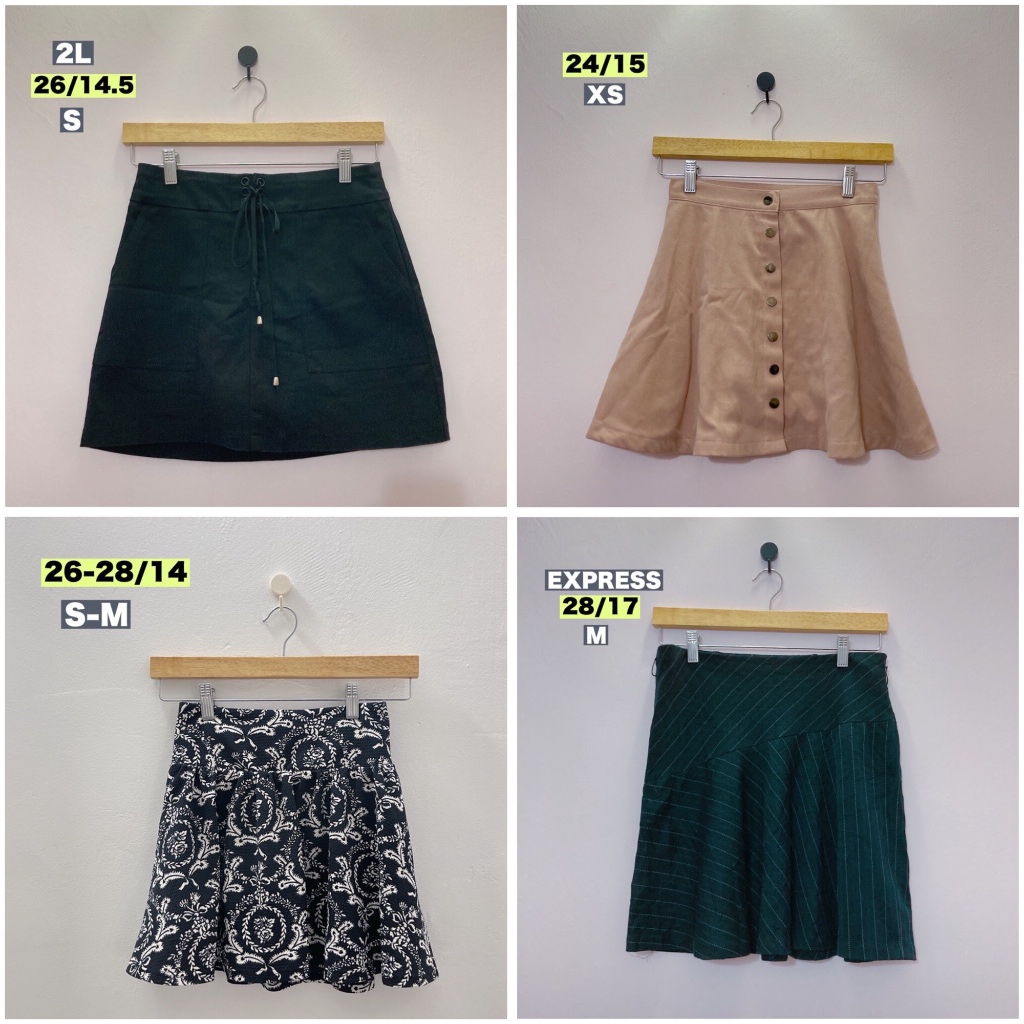 Ready Stock Preloved Mini Skirts Pleated Skirt Floral Flare Skirt Women 2L Black Pink