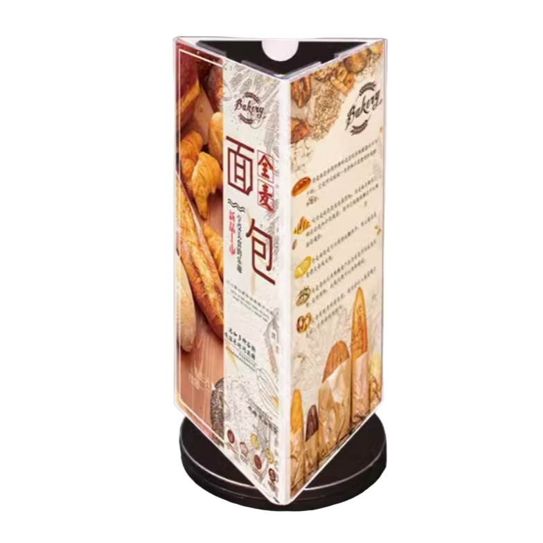 3-Sided Table Menu Stand Sign Holder With Revolving Base Paper | Shopee ...