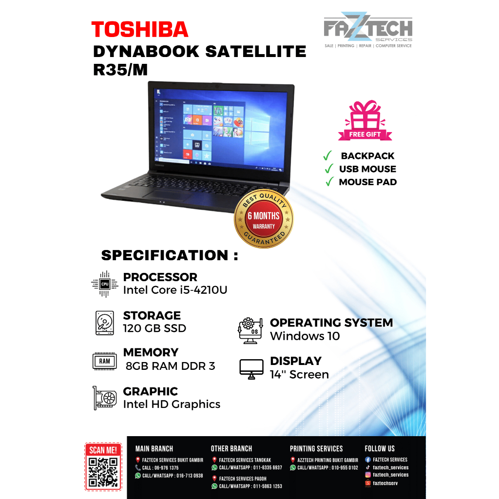 LAPTOP TOSHIBA DYNABOOK SATELLITE R35/M