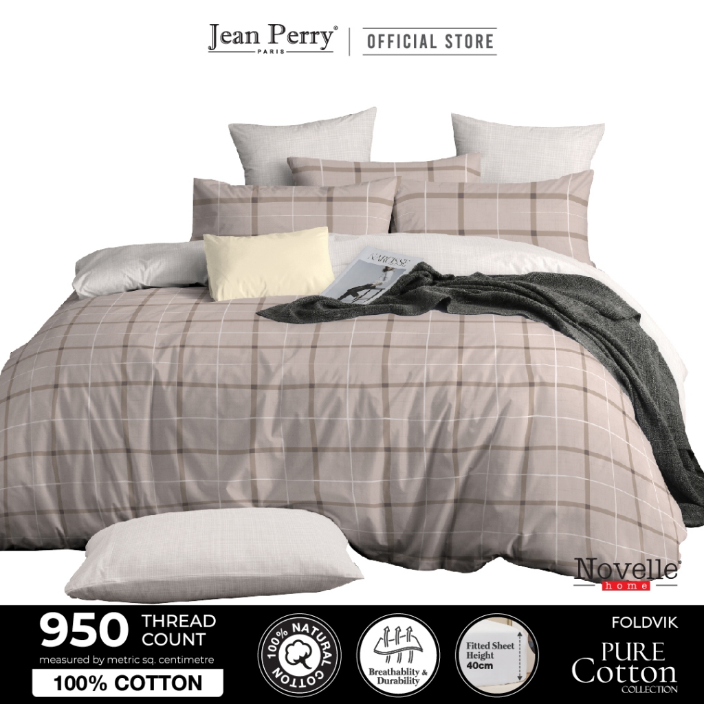 Novelle Pure Cotton Fitted Bedsheet Set - 100% Cotton 950TC (QUEEN ...