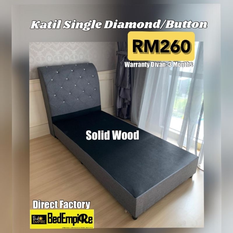 NEW KATIL SINGLE SOLID WOOD Tanpa Tilam (Direct From factory) | Shopee ...