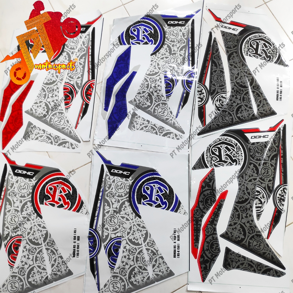 RSX RS X Body Stripe Sticker Batik Hitam Merah Biru Silver Black Blue