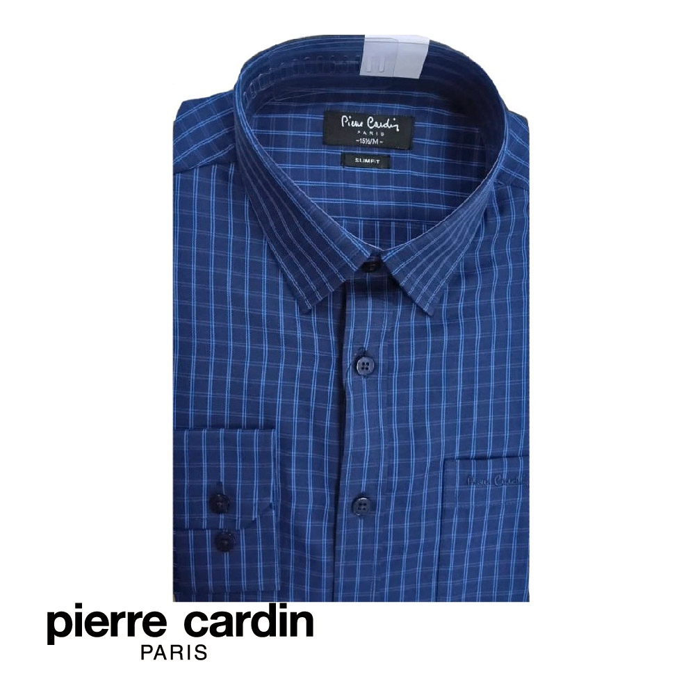 70'S Pierre Cardin gingham check long sleeve check shirt made in USA men's L vintage /eaa451052