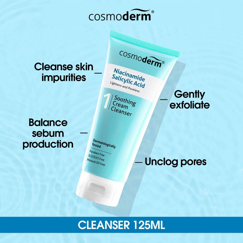 Cosmoderm Niacinamide Salicylic Acid Soothing Cream Cleanser 125ml ...