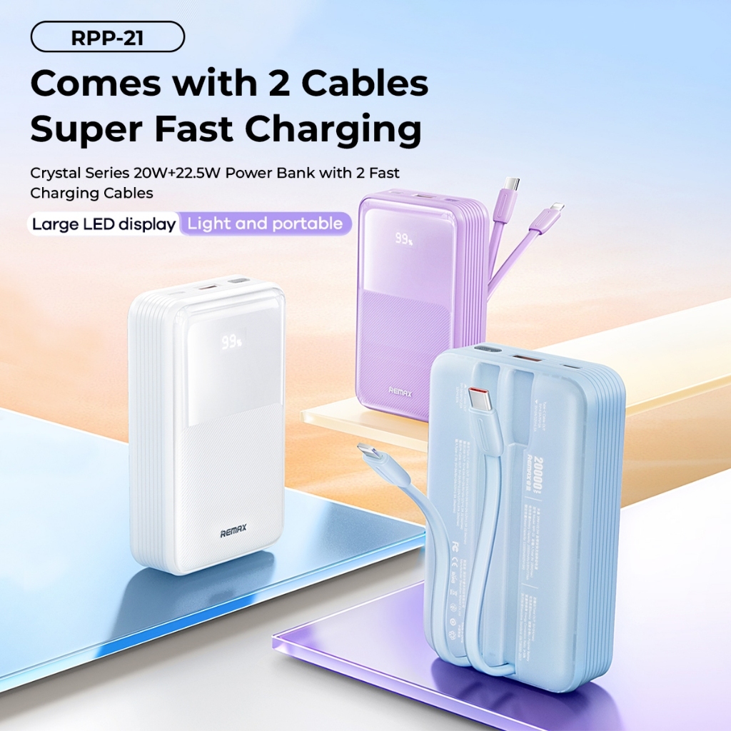 Remax RPP-21 Crystal Series 20W+22.5W Power Bank with 2 Fast Charging ...
