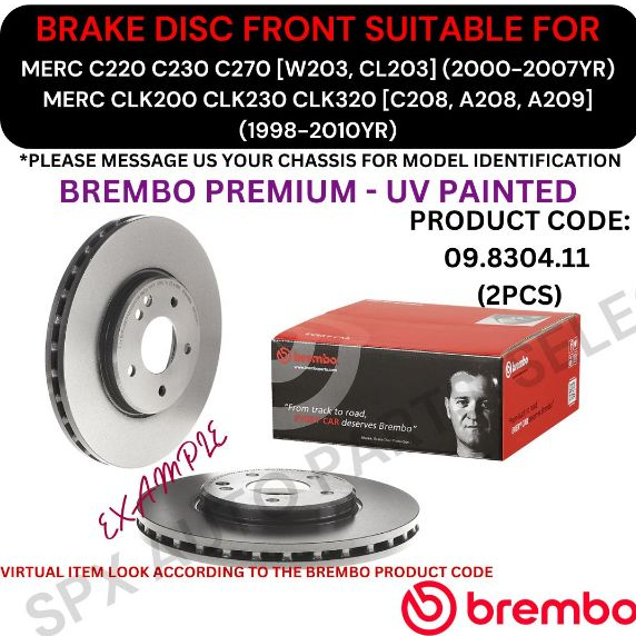 BREMBO GENUINE DISC BRAKE ROTOR (FRONT) FOR MERC C220 C230 C270 [W203 ...
