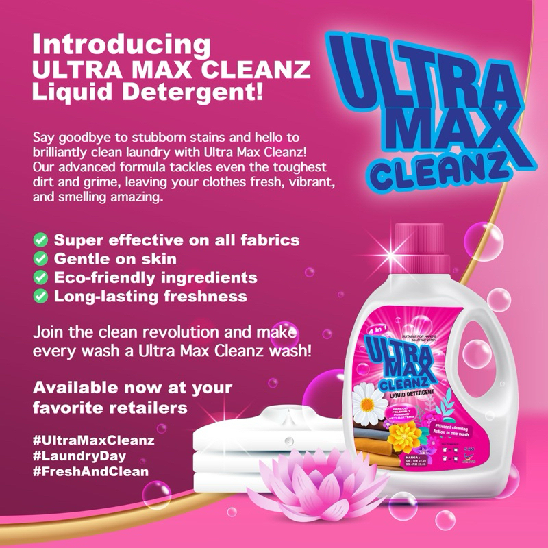 ULTRA MAX CLEANZ 5KG LIQUID DETERGENT | Shopee Malaysia