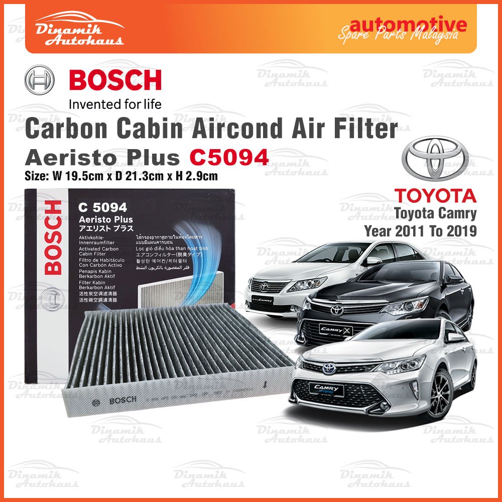 Toyota Camry Year 2011 To 2019 Activated Carbon Cabin Filter Bosch ...