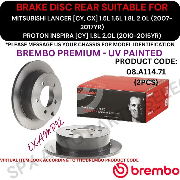 BREMBO GENUINE DISC BRAKE ROTOR (REAR) FOR MITSUBISHI LANCER [CY, CX ...