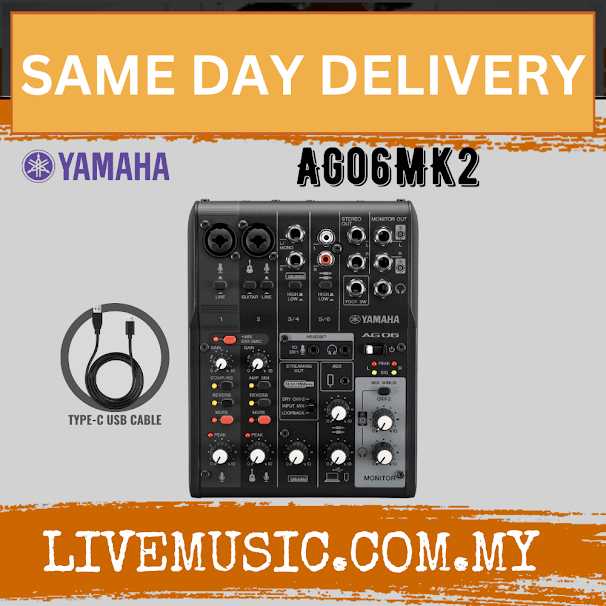 Yamaha AG06 MK2 6-channel Mixer and USB Audio Interface - Black / White ...