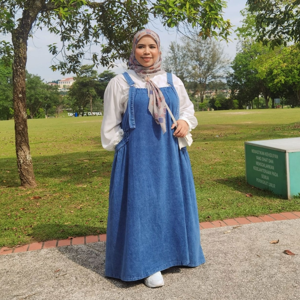 denim dress muslimah malaysia Forrest Peplum Denim Dress - Light Wash