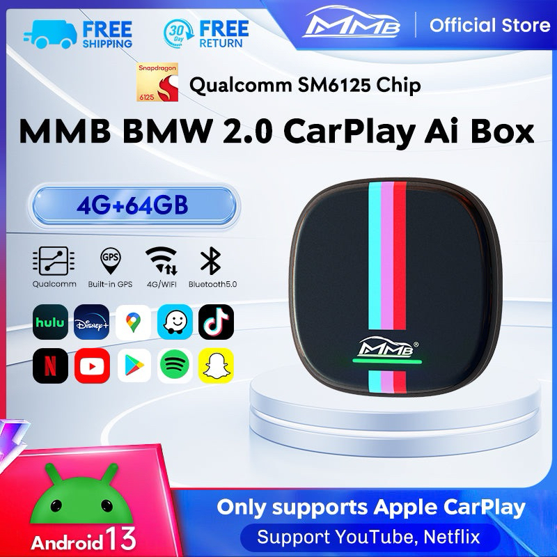 Android11 MMB Plus Ai Box For Carplay TV Streaming Netflix Car Player 4 32G | UK