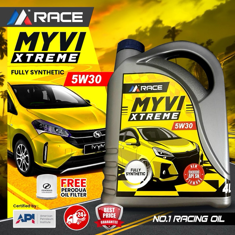 MYVI XTREAM 5w30 (M RACE) (4L)(FREE FILTER)fully synthetic engine oil ...