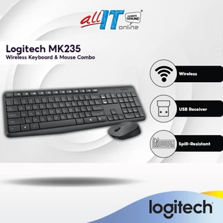 Logitech MK235 Wireless Keyboard and Mouse Combo with Tilt-Legs | Spill-Resistant Design | 10-Key Number Pad