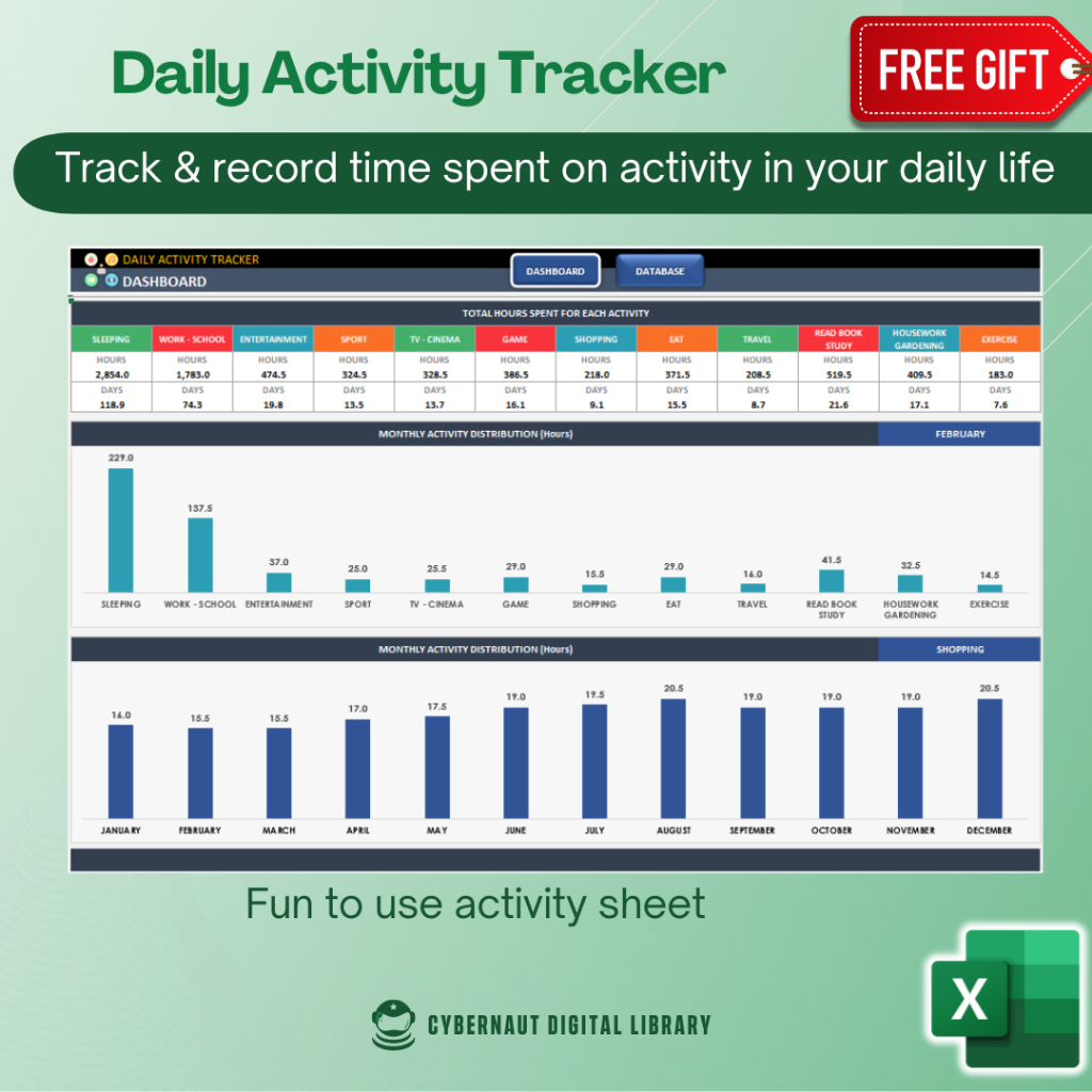 Excel Template - Daily Activity Tracker (Free 12-in-1 Bundle Excel ...