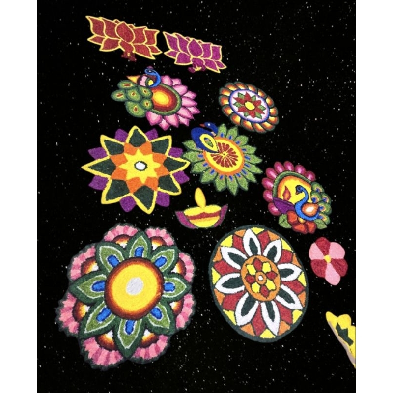 Soft Fur Chunky Wool Yarn Rangoli mat 2ft/colourful rangoli kolam mat ...