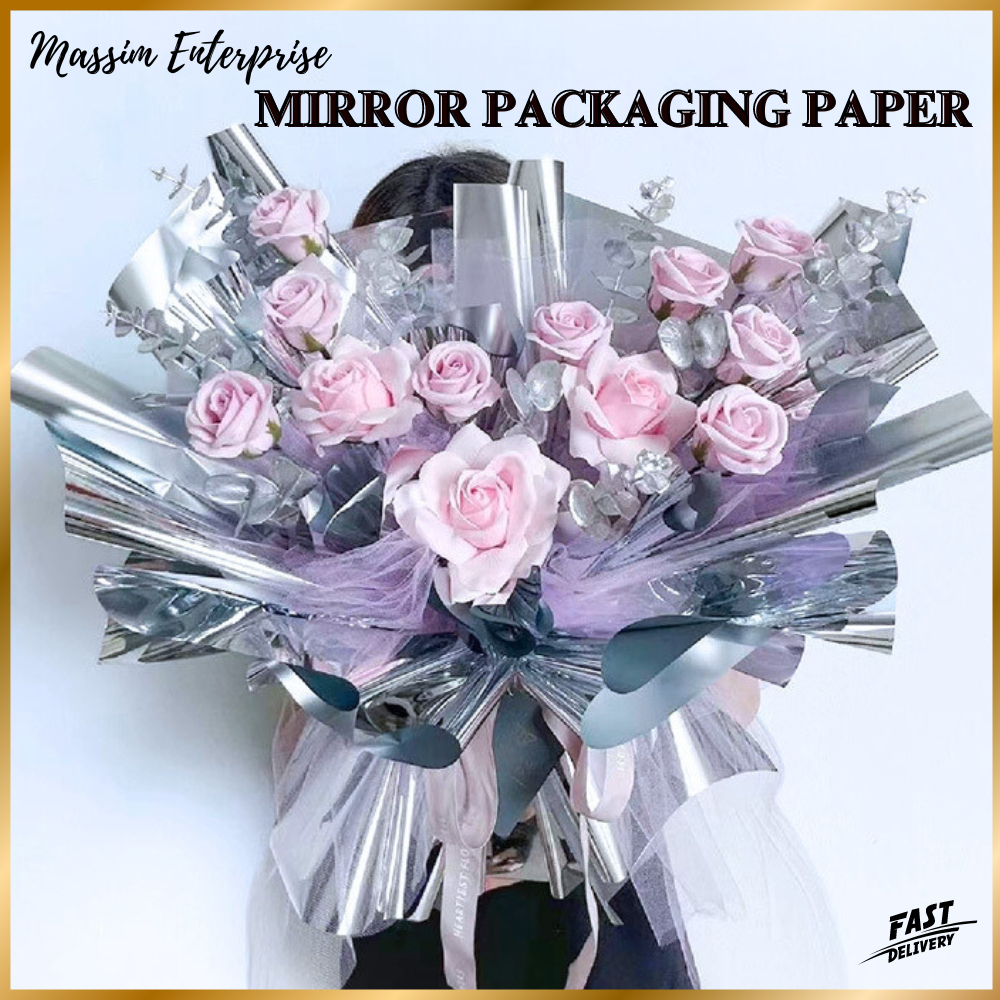 10Pcs Mirror Paper Waterproof Flower Wrapping Paper Florist Gift ...