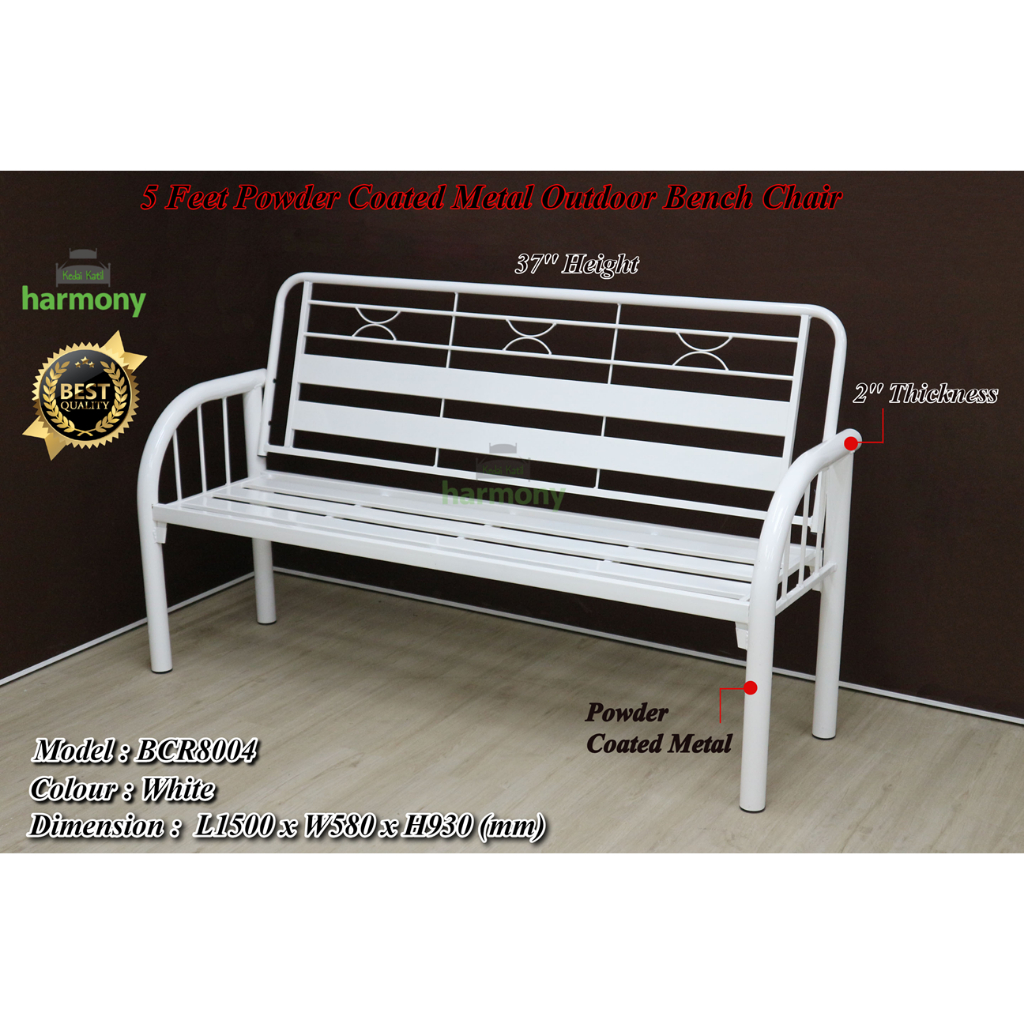 Harmony Powder Coated Metal Bench Chair / Metal Garden Bench Chair ...