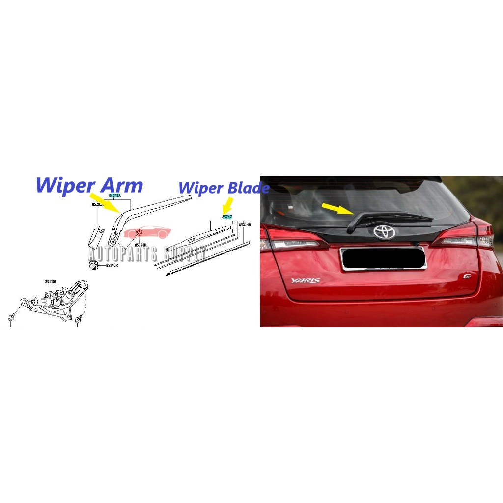 ORIGINAL TOYOTA YARIS 2019 - 2024 NSP151 REAR WIPER ARM REAR WIPER ...