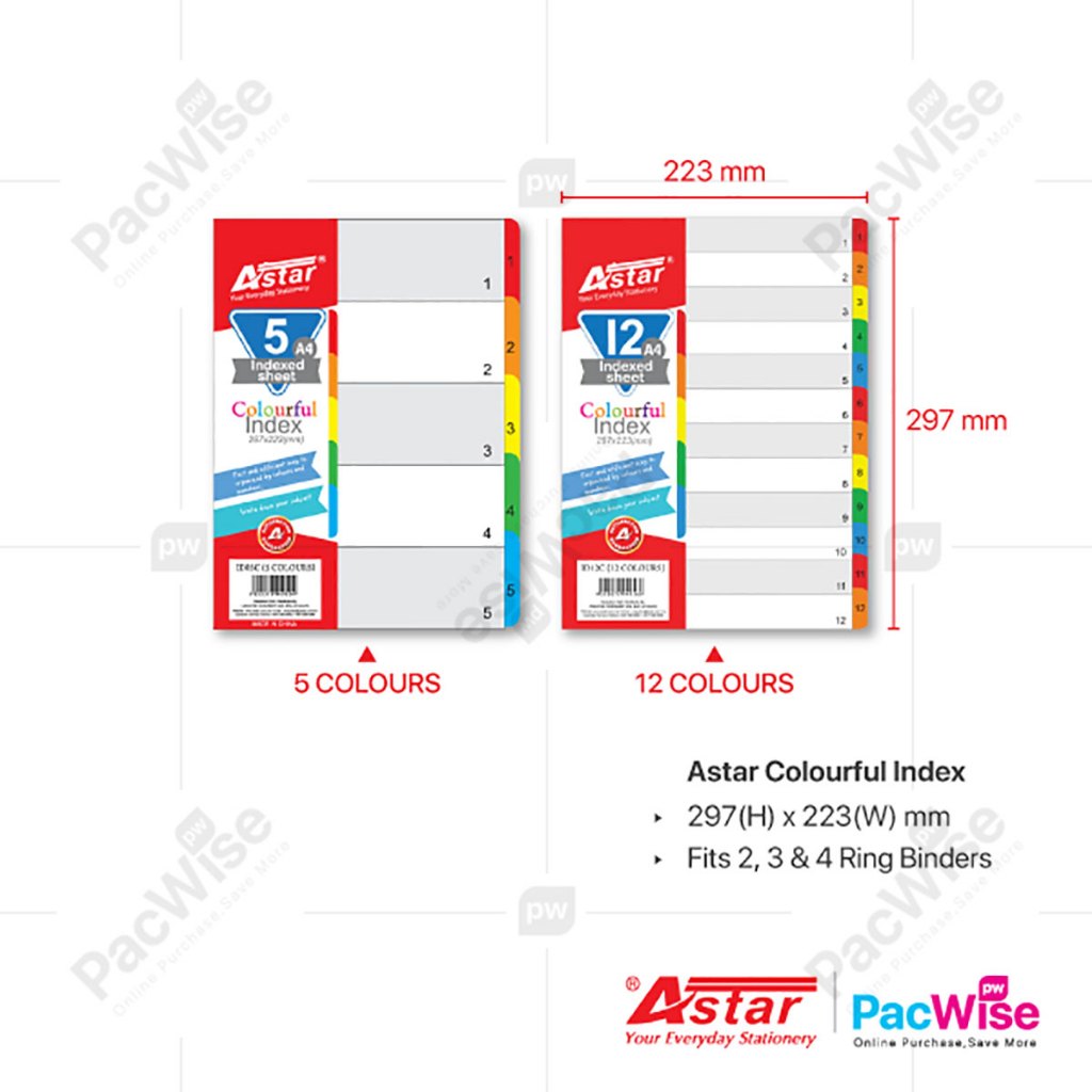 A4 Index Divider Astar / Pembahagi Fail Indeks/12 Warna/Monthly Jan–Dis ...