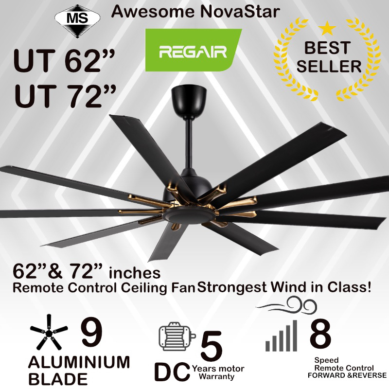 Regair UT62” / UT72” / UT84" 9 Aluminium Blade DC motor Remote Control