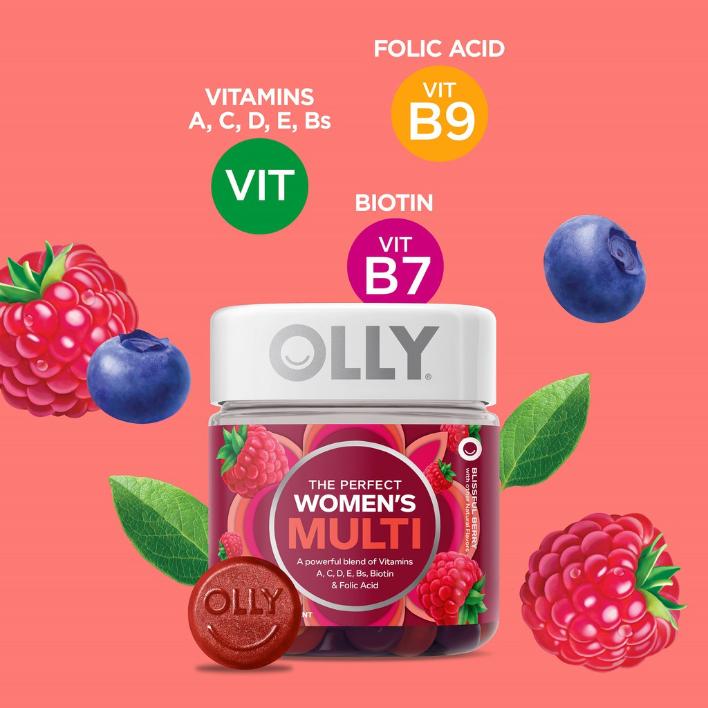 OLLY Women's Multivitamin Gummy Overall Health and Immune Support Vitamins  A, D, C, E, Adult Chewable Vitamin EXP：8/2024 | PGMall