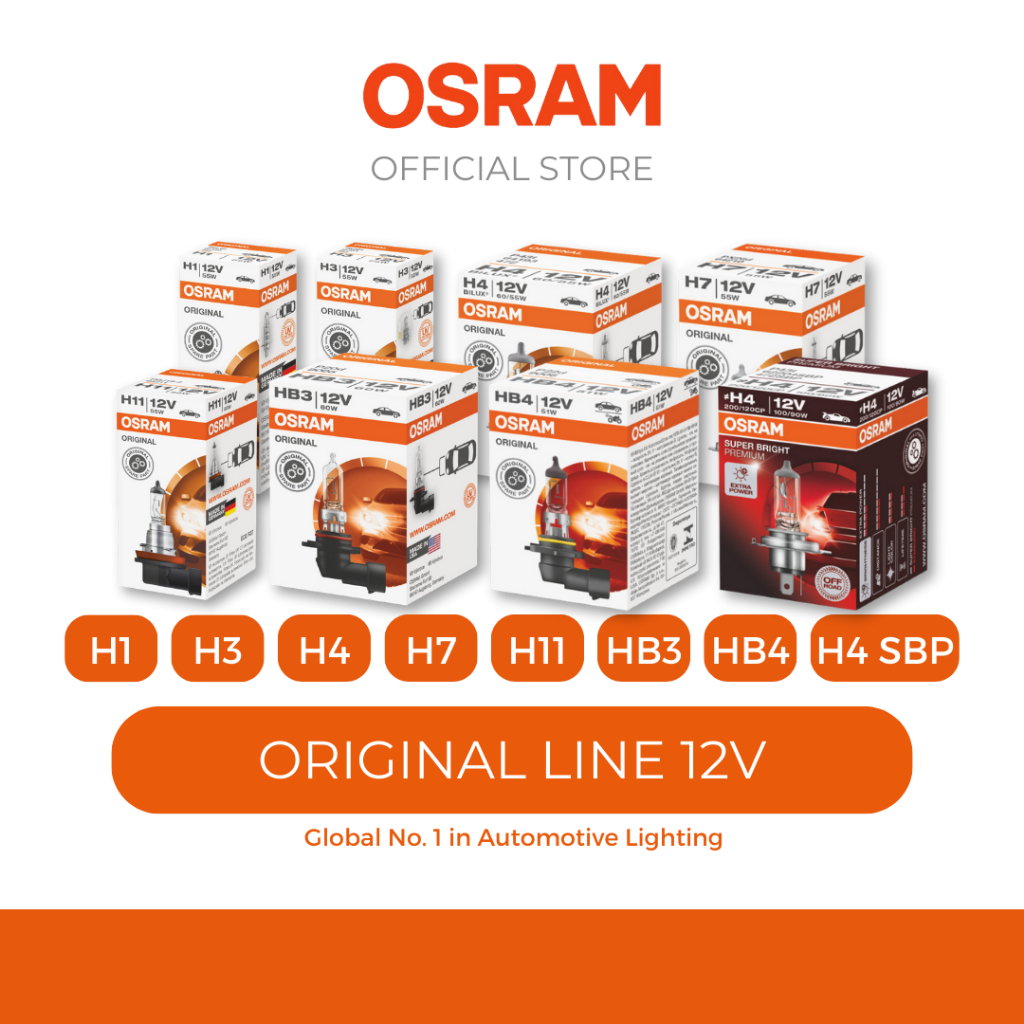 OSRAM Original Halogen Bulb All Sizes H1/H3/H4/H7/H11/HB3/HB4/H4-SBP ...