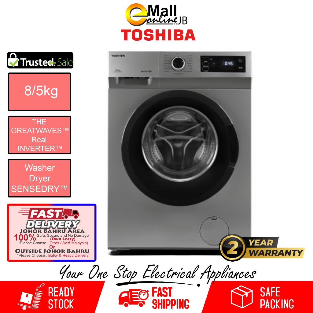 Toshiba 2 In 1 Front Load Washer Dryer REAL Inverter TWDBK90S2M TWD