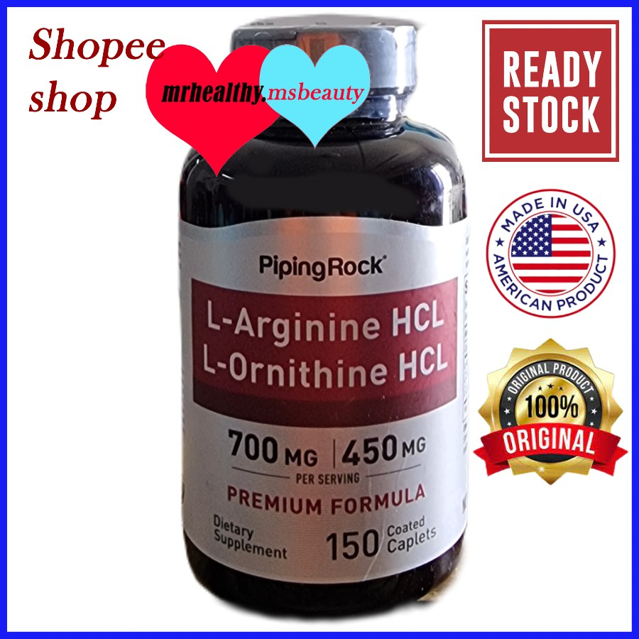 PipingRock LArginine HCL & LOrnithine HCL, 150 Coated Caplets