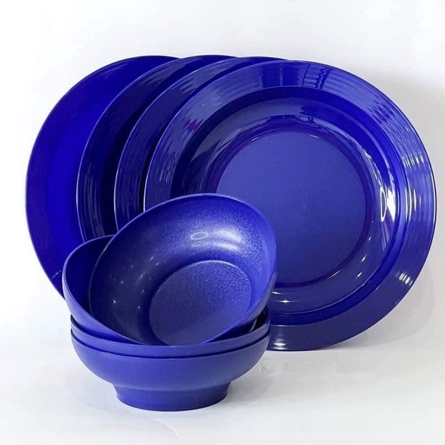 Tupperware Gourmet Legacy Bowl/ Gourmet Plate/ Royal blue plates and