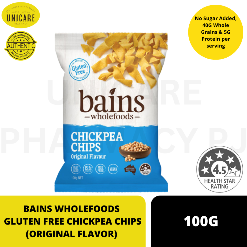 BAINS WHOLEFOODS GLUTEN FREE CHICKPEA CHIPS (ORIGINAL FLAVOR) 100G