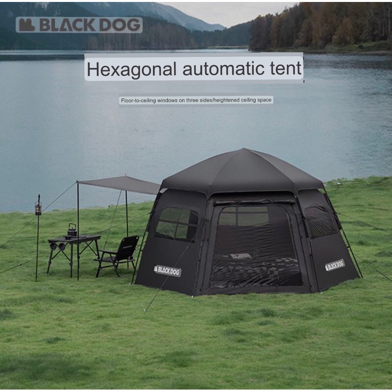 BLACKDOG hexagon tent automatic portable construction-free vinyl sun ...