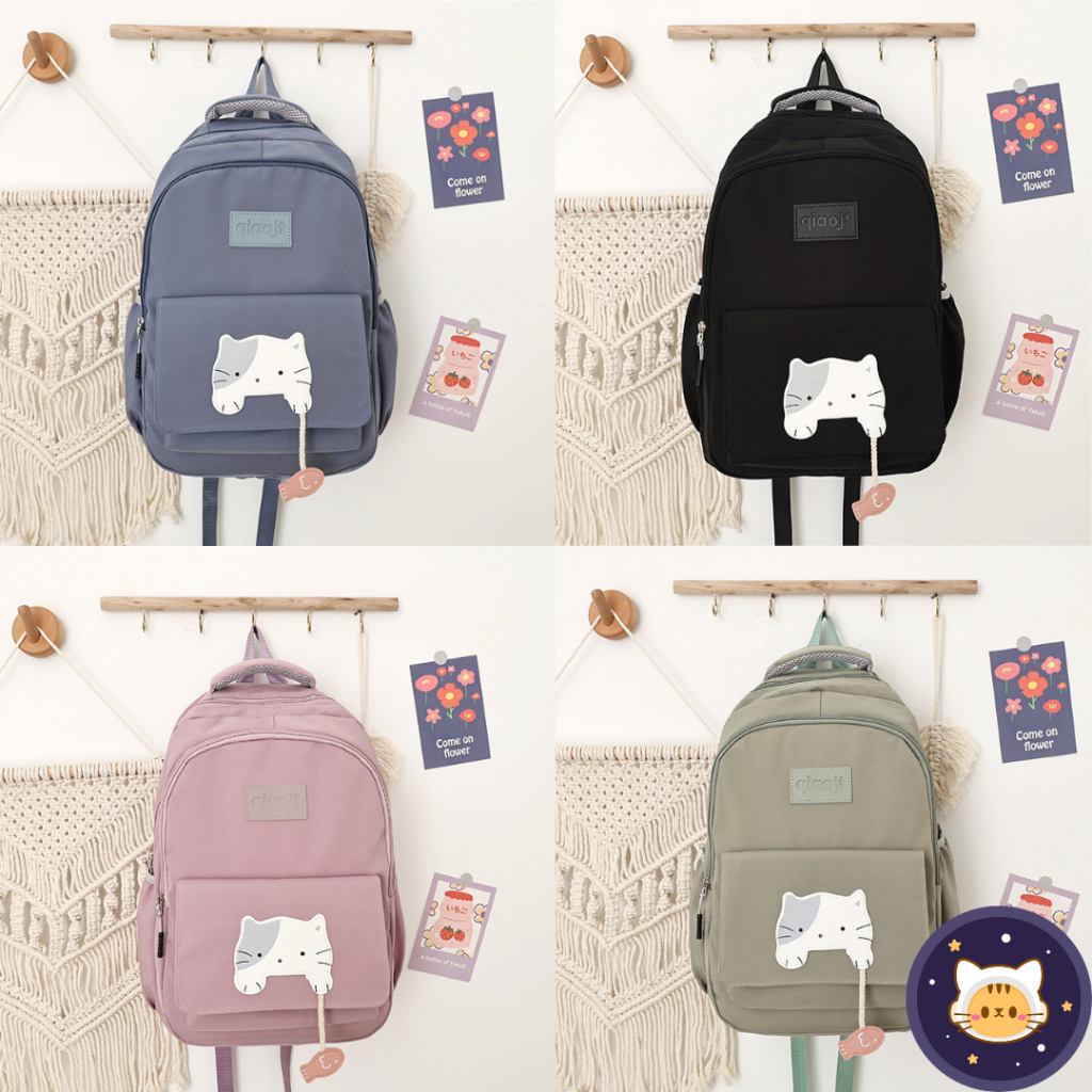 OYEN PLANET Cute Cat School Backpack Bag Bagpack Student Girl Korean Female Pink Blue Beg Sekolah Perempuan Comel BAG14