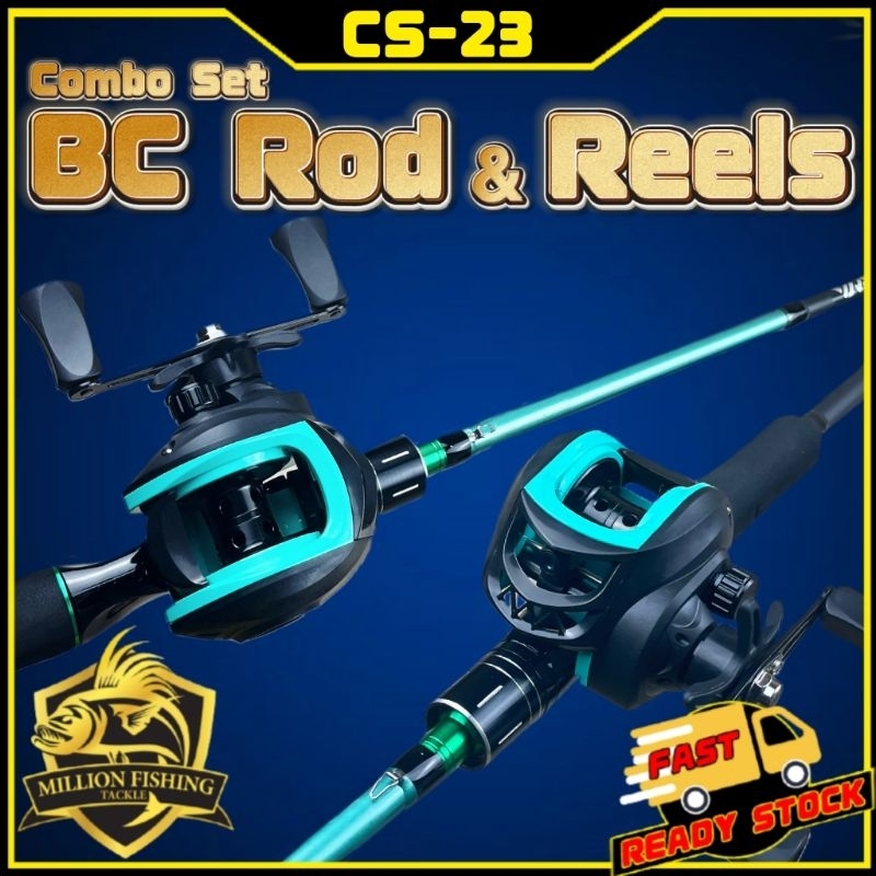 Combo Set 23】BaitCasting Fishing Rod Joran Pancing 1.8m Carbon Rod With  MesinBC Reel BaitCasting FishingReel Ratio7.2:1