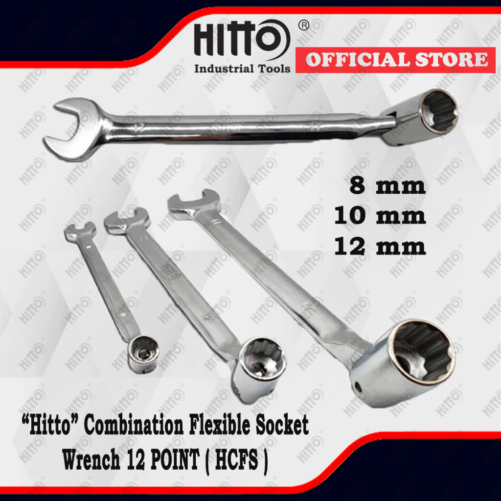[ HITTO ] Combination Flexible Socket Wrench (12PT) Flexible Socket