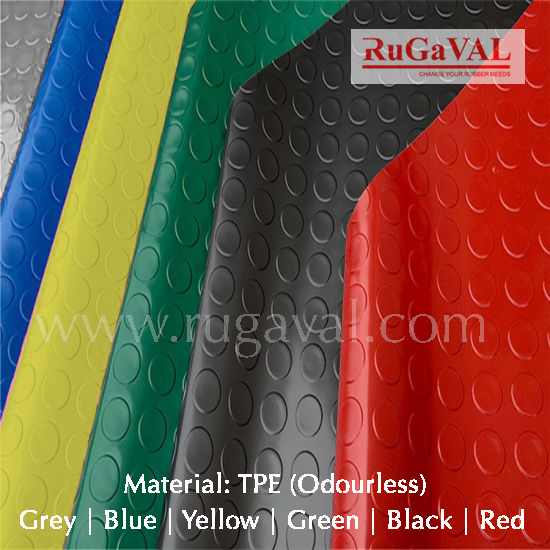 Round Stud Rubber Mat I Grey Blue Green Red Yellow I 3mmThkx500mm(W ...