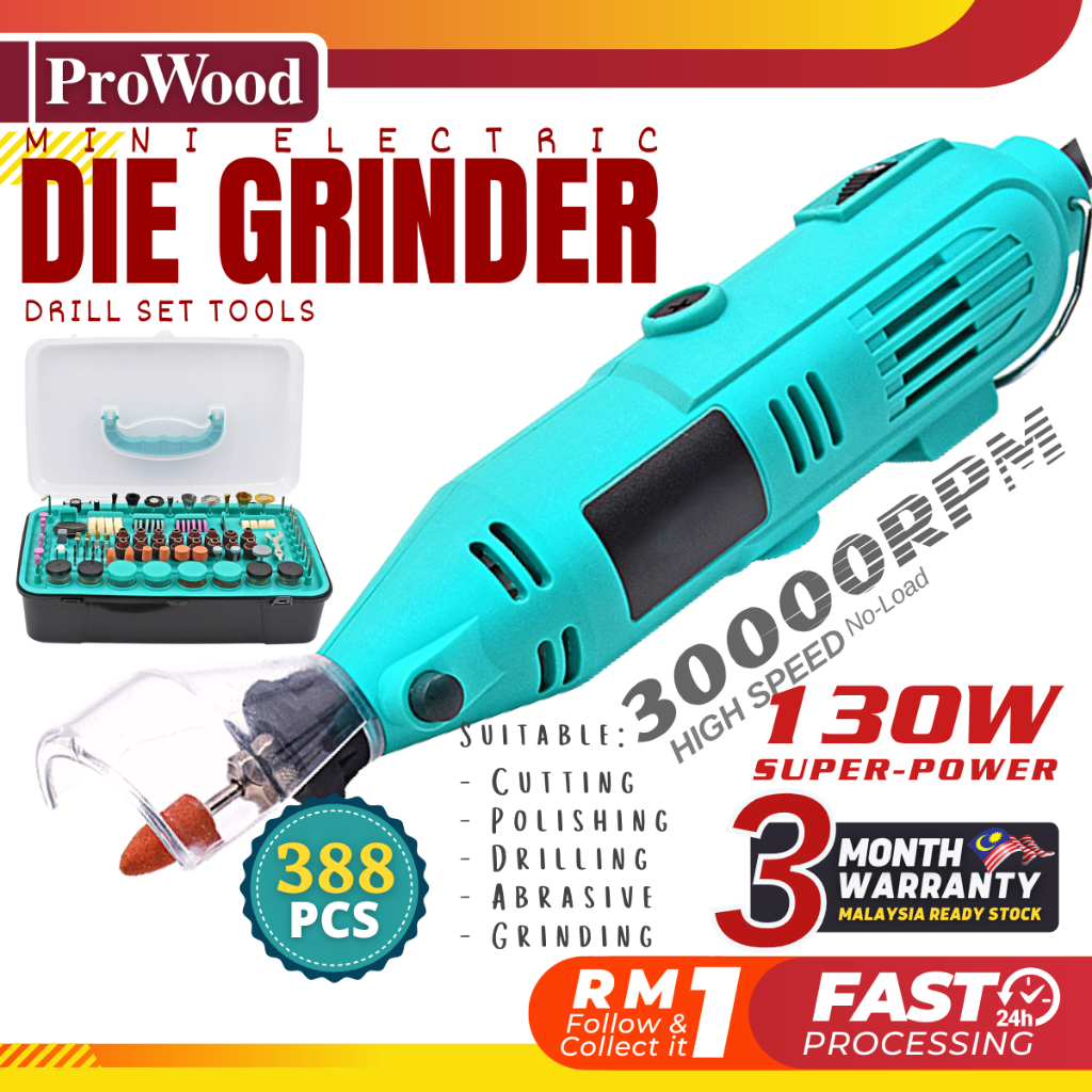 388Pcs Mini Electric Die Grinder Drill Set Tool Variable Rotary Speed
