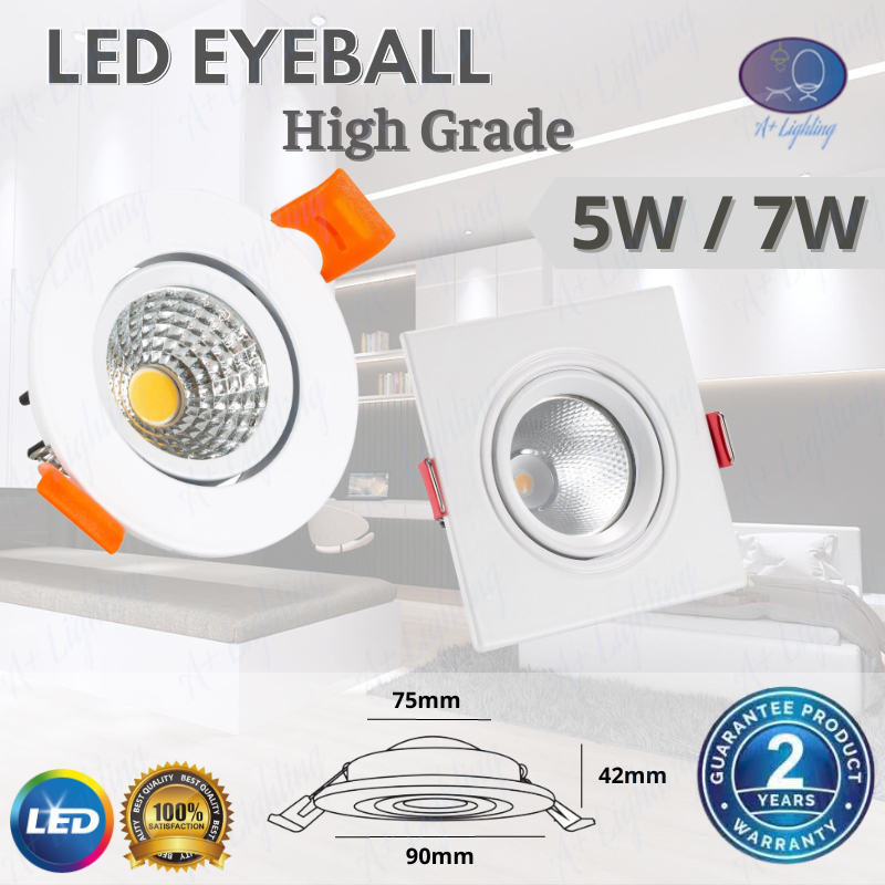 [2 Year Warranty] 5W 7W HIGH GRADE LED EYEBALL RECESSED DOWNLIGHT ...