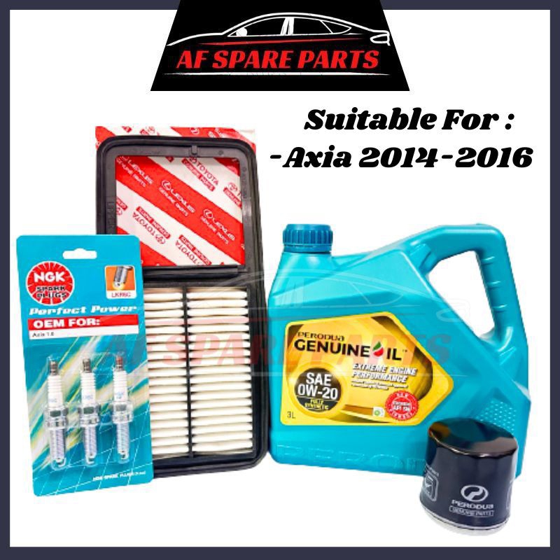 Perodua Engine Oil 0w20(3Litre) 0w20 Fully Synthetic+Oil Filter+Spark