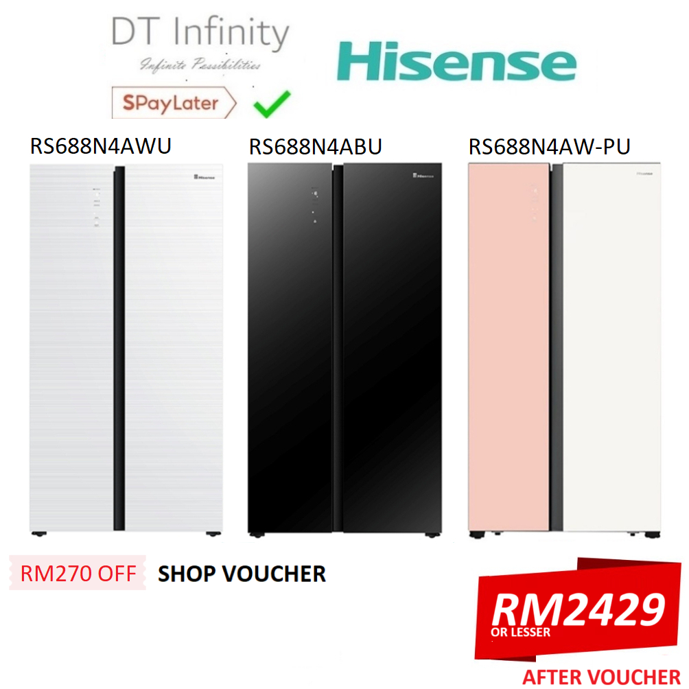 Hisense Fridge Side By Sides Refrigerator Inverter 620L Peti Sejuk Side