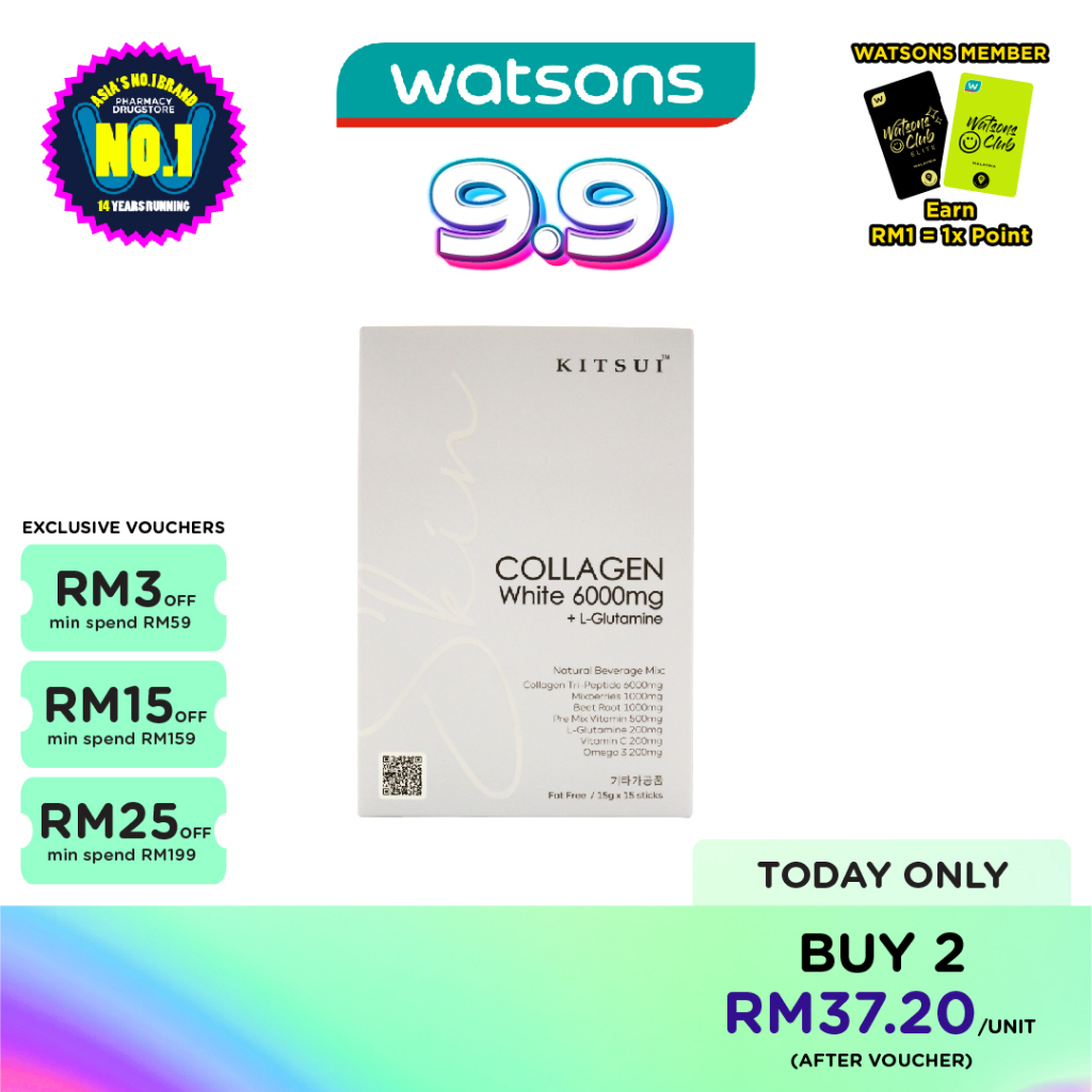 Kitsui Collagen White 6000mg + L-Glutamine (15g x 15's) | Shopee Malaysia