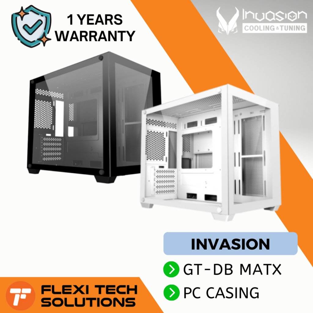 Flexi Tech INVASION GT-DB MATX Black & White Casing PC Desktop Case ...