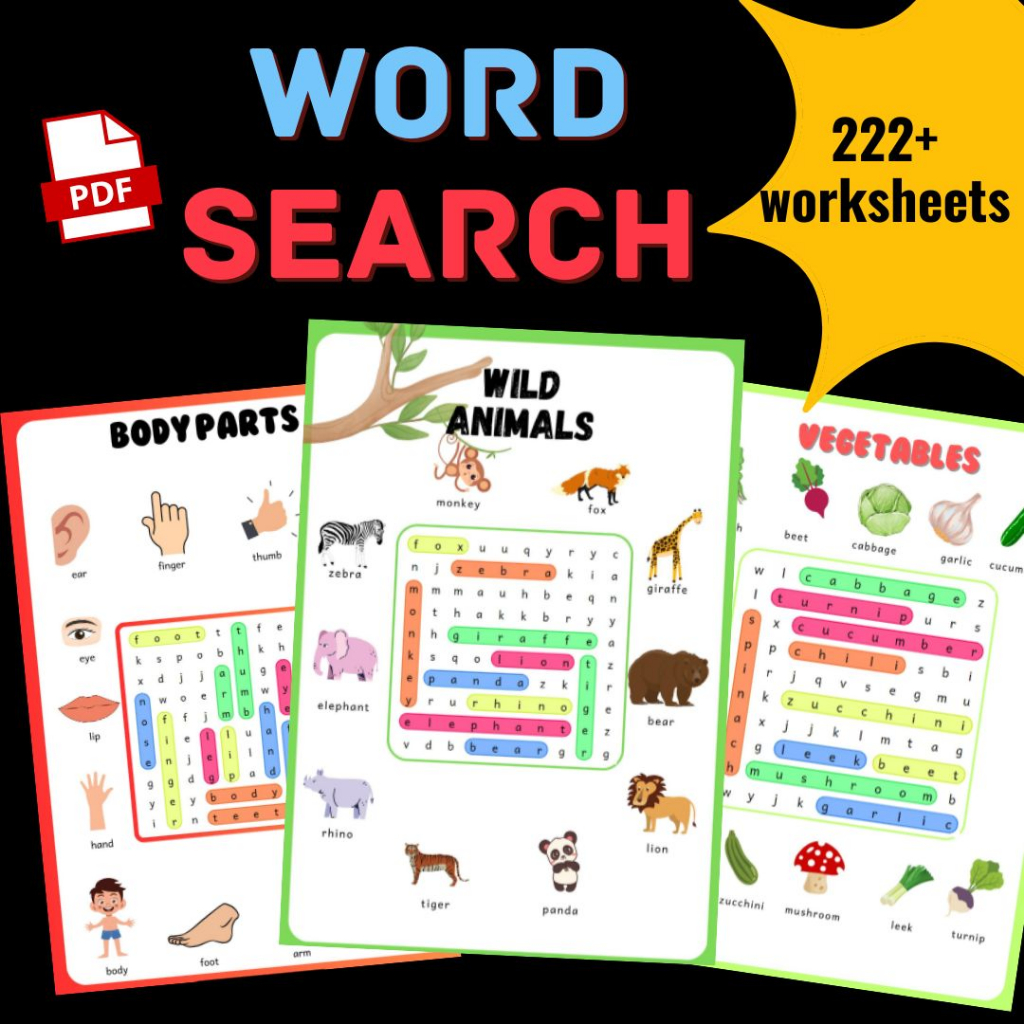 498 (PDF) Word Search English worksheet for kids I Preschool ...