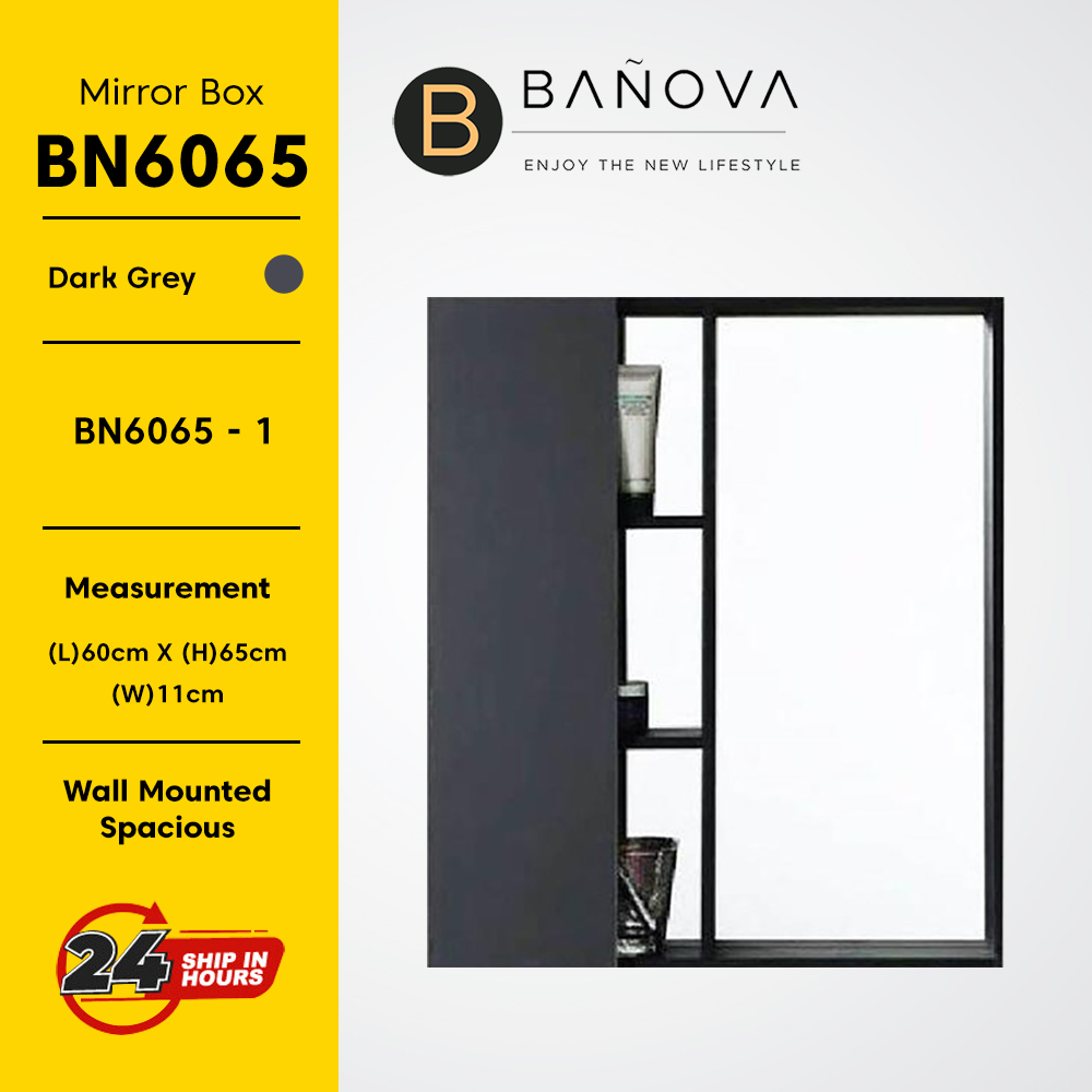 BANOVA BATHROOM MIRROR ALUMINIUM COSMETIC STORAGE ORGANIZER WITH MIRROR