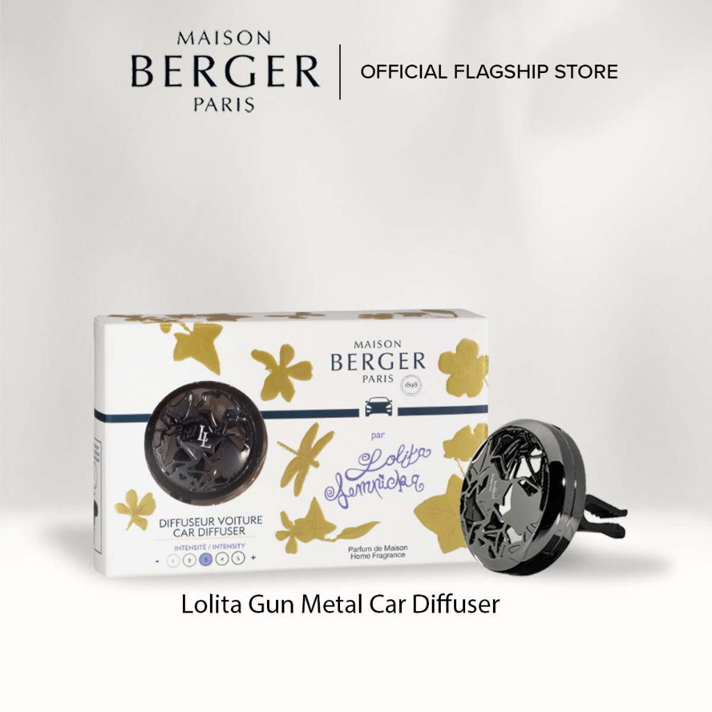 MAISON BERGER - Refillable Car Vent Clip Diffuser Set - 3.1 x 2 x 0.8  inches - Made in France (Lolita Lempicka Satin Gold)