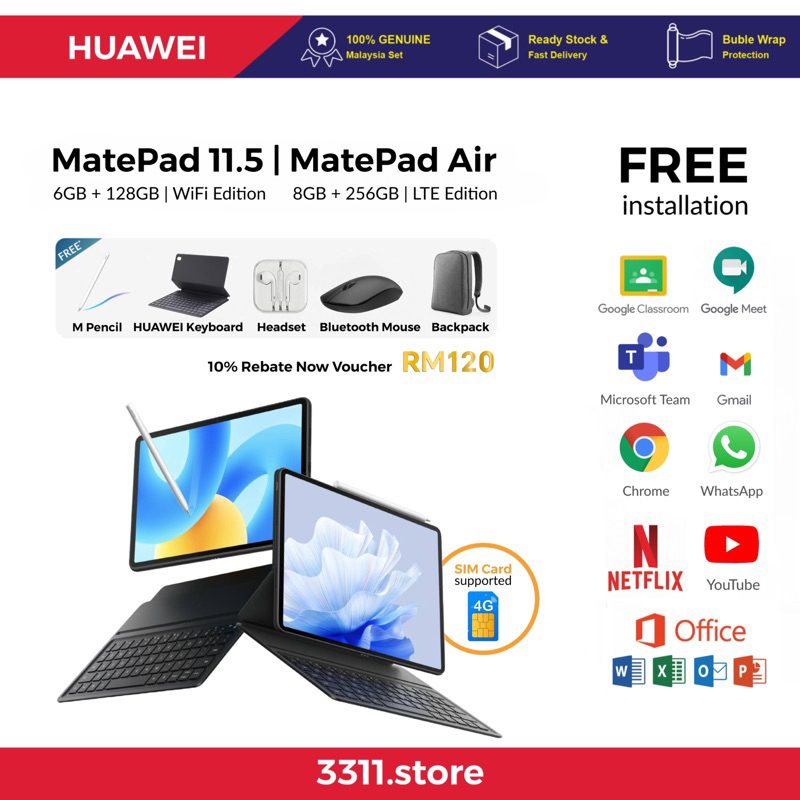 HUAWEI MatePad Air LTE MatePad 11.5 8GB ram + 256GB 6GB ram