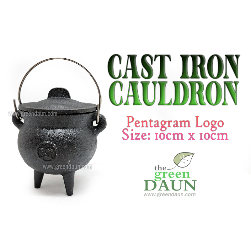 Cast Iron Cauldron Smudging Wicca Pentagram 10cm Black Burner Incense ...